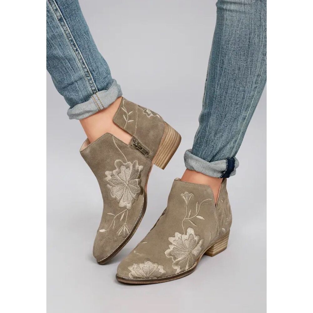 Seychelles Anthropologie Lantern Embroidered Suede Leather Ankle Booties 10